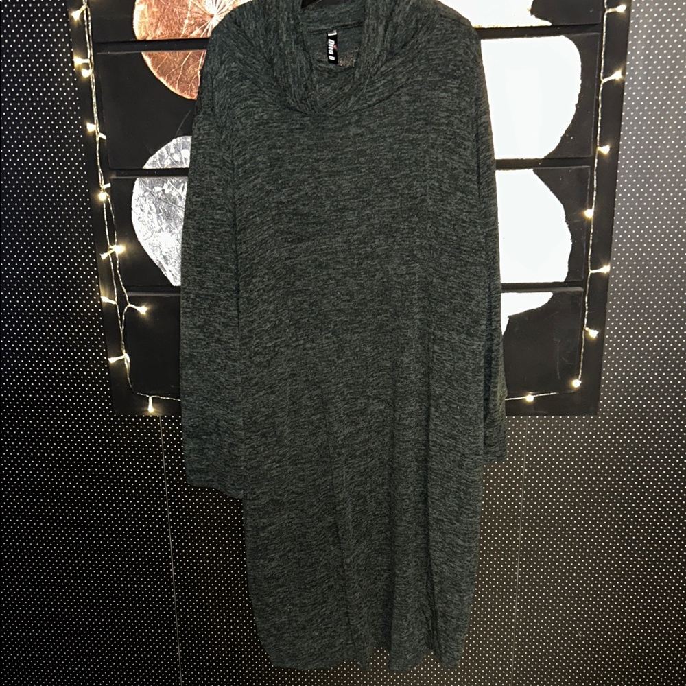 Diva Green/Grey Cowl Neck Sweater Dress 4X